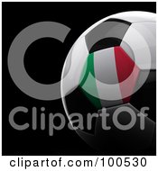 Poster, Art Print Of Shiny 3d Italian Flag Soccer Ball Over Black