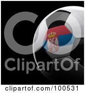 Poster, Art Print Of Shiny 3d Serbia Flag Soccer Ball Over Black