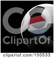 Poster, Art Print Of Shiny 3d Netherlands Flag Soccer Ball Over Black