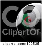 Poster, Art Print Of Shiny 3d Algerian Flag Soccer Ball Over Black