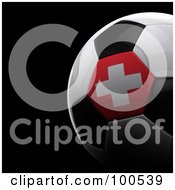 Royalty Free RF Clipart Illustration Of A Shiny 3d Switzerland Flag Soccer Ball Over Black by stockillustrations