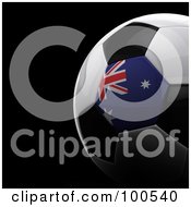 Royalty Free RF Clipart Illustration Of A Shiny 3d Australian Flag Soccer Ball Over Black