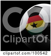 Royalty Free RF Clipart Illustration Of A Shiny 3d Ghana Flag Soccer Ball Over Black