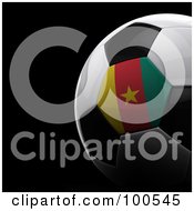 Poster, Art Print Of Shiny 3d Cameroon Flag Soccer Ball Over Black