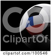 Poster, Art Print Of Shiny 3d Chile Flag Soccer Ball Over Black