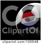 Royalty Free RF Clipart Illustration Of A Shiny 3d Paraguay Flag Soccer Ball Over Black