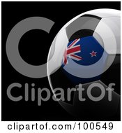 Shiny 3d New Zealand Flag Soccer Ball Over Black