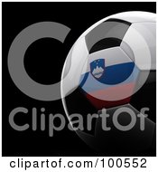Poster, Art Print Of Shiny 3d Slovenia Flag Soccer Ball Over Black