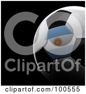 Shiny 3d Argentina Flag Soccer Ball Over Black