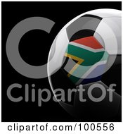 Poster, Art Print Of Shiny 3d South Africa Flag Soccer Ball Over Black