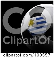 Royalty Free RF Clipart Illustration Of A Shiny 3d Uruguay Flag Soccer Ball Over Black