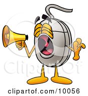 Poster, Art Print Of Computer Mouse Mascot Cartoon Character Screaming Into A Megaphone