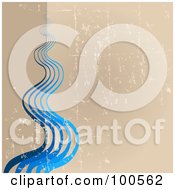 Poster, Art Print Of Grungy Tan Background With Flowing Blue Waves