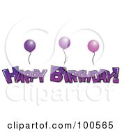Poster, Art Print Of Purple Happy Birthday Greeting Under Purple Party Balloons