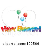 Poster, Art Print Of Colorful Happy Birthday Greeting Under Three Party Balloons