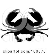 Royalty Free RF Clipart Illustration Of A Black Silhouette Of A Crab by Pams Clipart