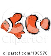 Profiled Orange White And Black Clown Fish