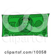 Poster, Art Print Of Computer Mouse Mascot Cartoon Character On A Dollar Bill