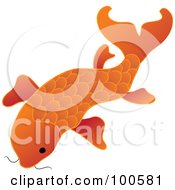 Royalty Free RF Clipart Illustration Of A Swimming Orange Koi Fish by Pams Clipart