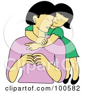 Poster, Art Print Of Loving Asian Daughter Hugging Her Mom From Behind