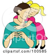 Poster, Art Print Of Loving Blond Daughter Hugging Her Mom From Behind