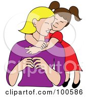 Poster, Art Print Of Loving Brunette Daughter Hugging Her Mom From Behind