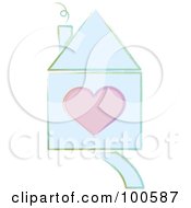 Poster, Art Print Of Drawn Blue House With A Pink Heart Home Is Where The Heart Is