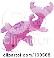 Royalty Free RF Clipart Illustration Of A Pink Swimming Koi Fish by Pams Clipart