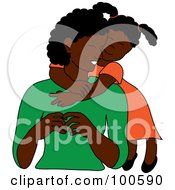 Royalty Free RF Clipart Illustration Of A Loving Black Daughter Hugging Her Mom From Behind by Pams Clipart