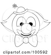 Poster, Art Print Of Coloring Page Outline Of A Clown Face With A Bow Tie And Hat