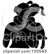 Royalty Free RF Clipart Illustration Of A Loving Silhouetted Daughter Hugging Her Mom From Behind