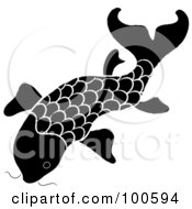 Royalty Free RF Clipart Illustration Of A Black And White Swimming Koi Fish by Pams Clipart
