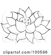 Royalty Free RF Clipart Illustration Of A Coloring Page Outline Of A Lotus Flower Fully Bloomed