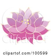 Royalty Free RF Clipart Illustration Of A Pink Lotus Flower Fully Bloomed