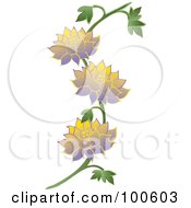Royalty Free RF Clipart Illustration Of A Lotus Vine With Yellow And Purple Flowers