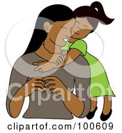 Poster, Art Print Of Loving Indian Or Hispanic Daughter Hugging Her Mom From Behind