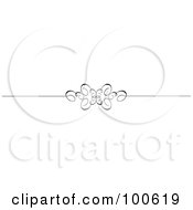 Royalty Free RF Clipart Illustration Of A Black And White Decorative Header Rule With A Butterfly Swirl by KJ Pargeter