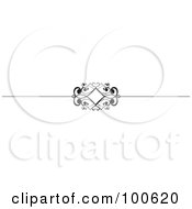 Royalty Free RF Clipart Illustration Of A Black And White Decorative Header Rule With A Diamond by KJ Pargeter