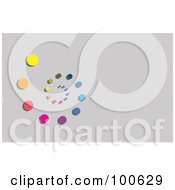 Poster, Art Print Of Rainbow Spiral Of Dots Business Card Template Or Website Background With Gray Copyspace