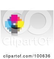 Royalty Free RF Clipart Illustration Of An Abstract CMYK Pixel Business Card Template Or Website Background With Gray Copyspace
