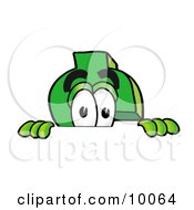 Dollar Sign Mascot Cartoon Character Peeking Over A Surface