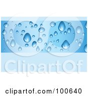 Royalty Free RF Clipart Illustration Of A Water Drop Business Card Template Or Website Background With Blue Copyspace