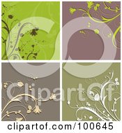 Poster, Art Print Of Digital Collage Of Four Floral Corner Design Elements