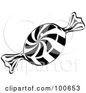 Poster, Art Print Of Black And White Piece Of Swirl Peppermint Candy In A Wrapper