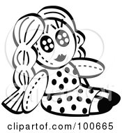 Poster, Art Print Of Black And White Little Girls Dol In A Polka Dot Dress