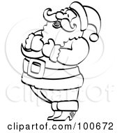 Poster, Art Print Of Coloring Page Outline Of Santa Holding His Chest And Laughing