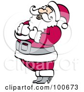 Santa Holding His Chest And Tilting His Head Back In Laughter