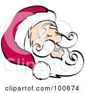 Poster, Art Print Of Santas Happy Face With A Hat Beard And Mustache