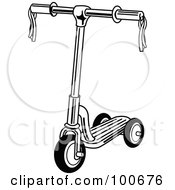 Poster, Art Print Of Black And White Childs Scooter With Ribbons On The Handle Bars