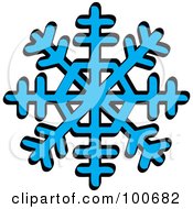 Poster, Art Print Of Blue Winter Snowflake With Eight Tips